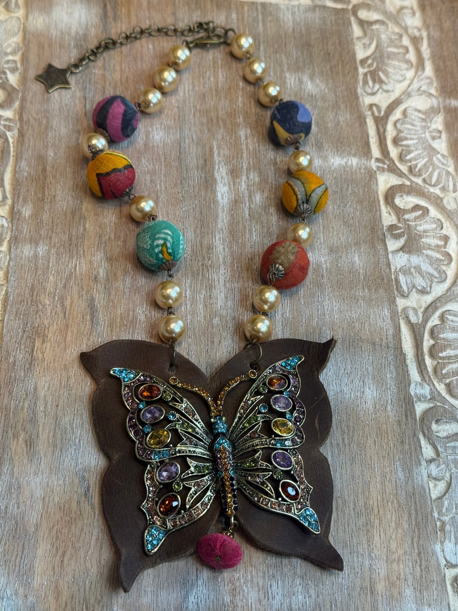 Bling Butterfly on Leather Necklace - Vintage Vault Boutique