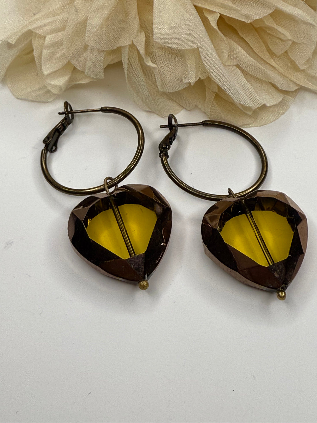 Amber Crystal Heart Earring