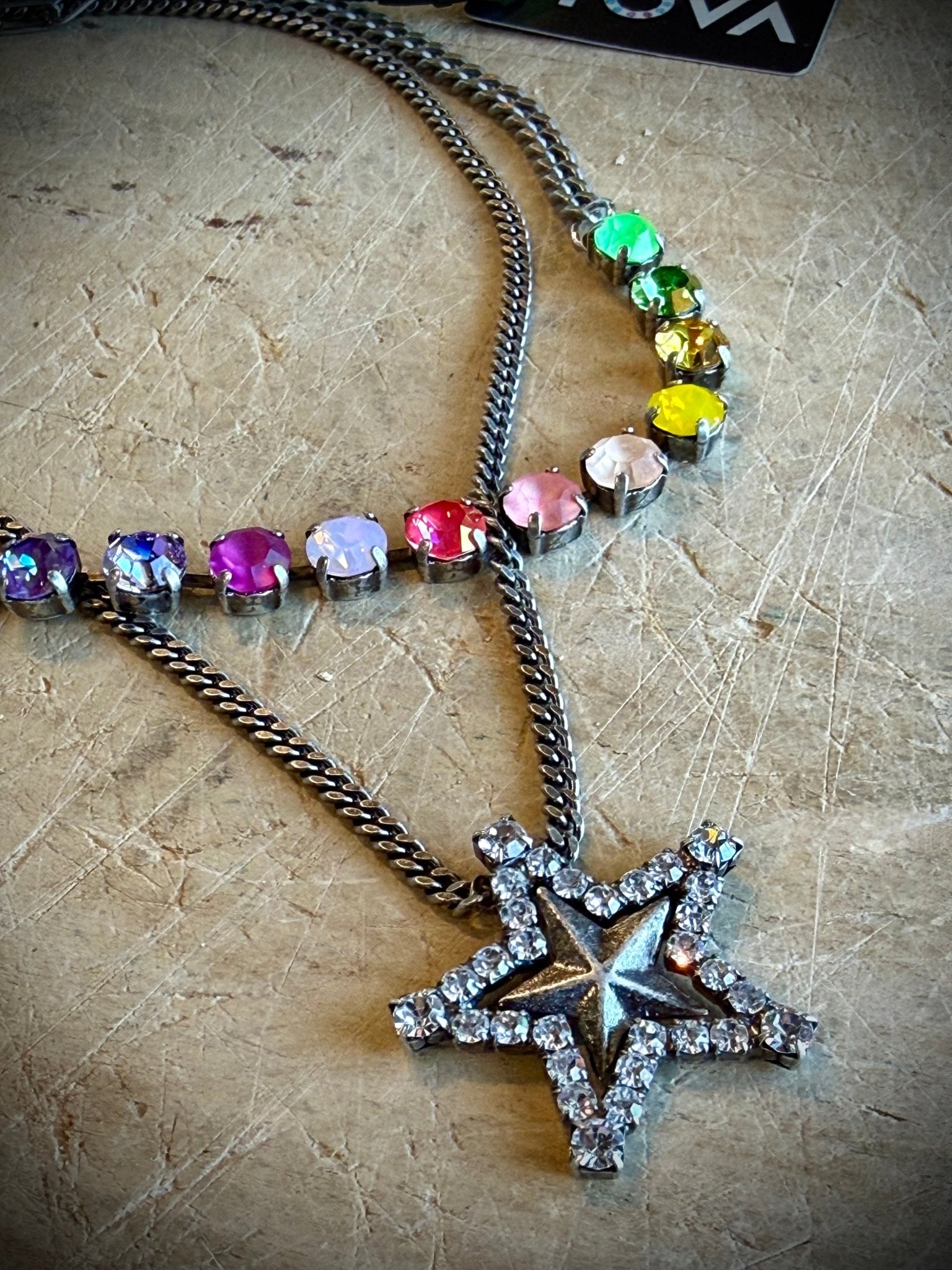 Layered Star Necklace Candy Crush/Antique Silver - Vintage Vault Boutique