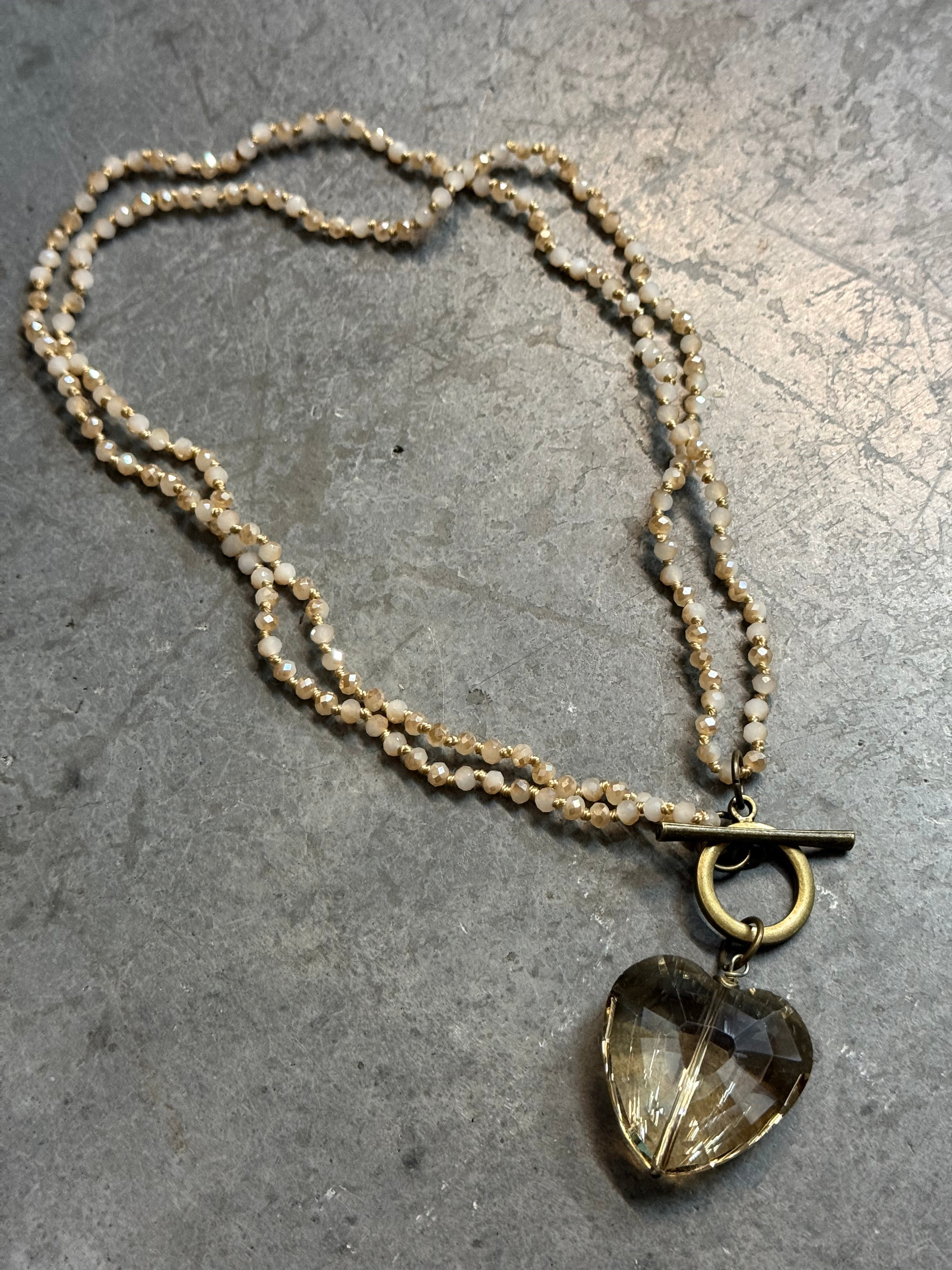 Crystal Beige Heart Necklace