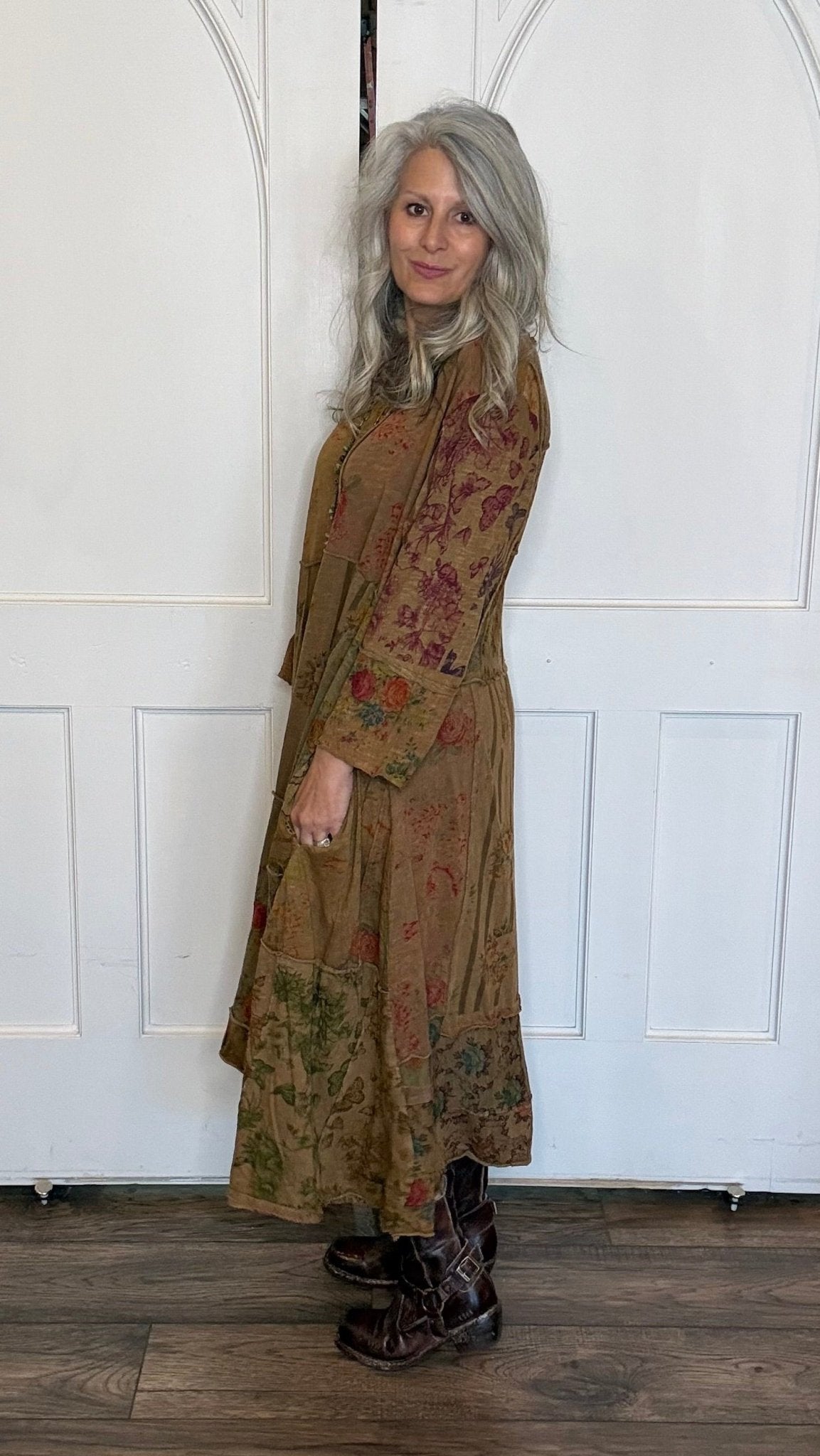 Floral Patchwork Long Knit Dress - Vintage Vault Boutique