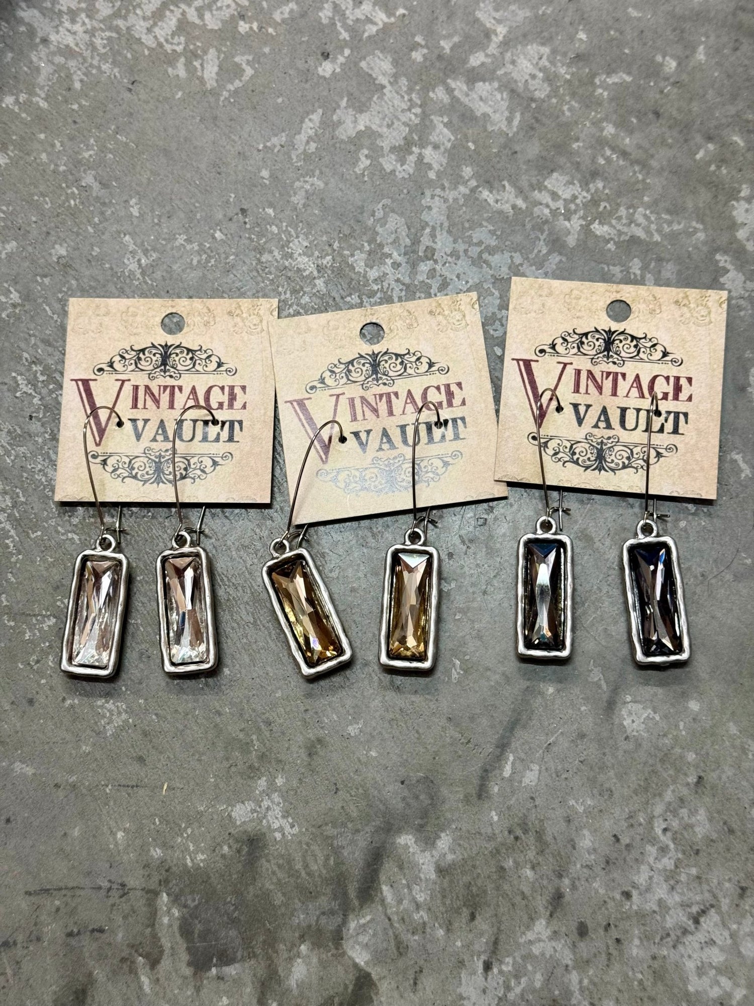 Crystal Rectangle Earring - Vintage Vault Boutique