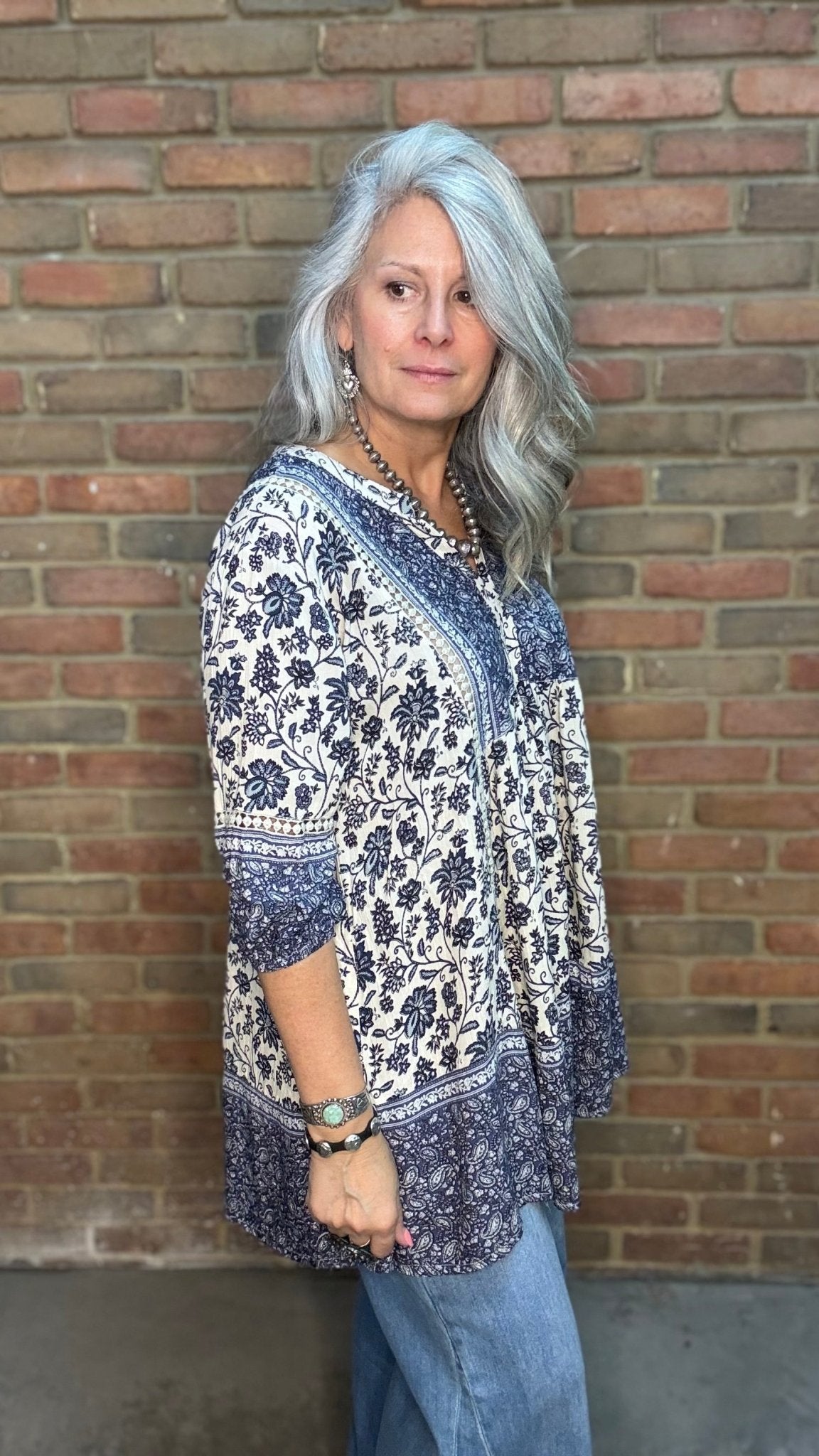 Lace Trim Tunic Top - Vintage Vault Boutique