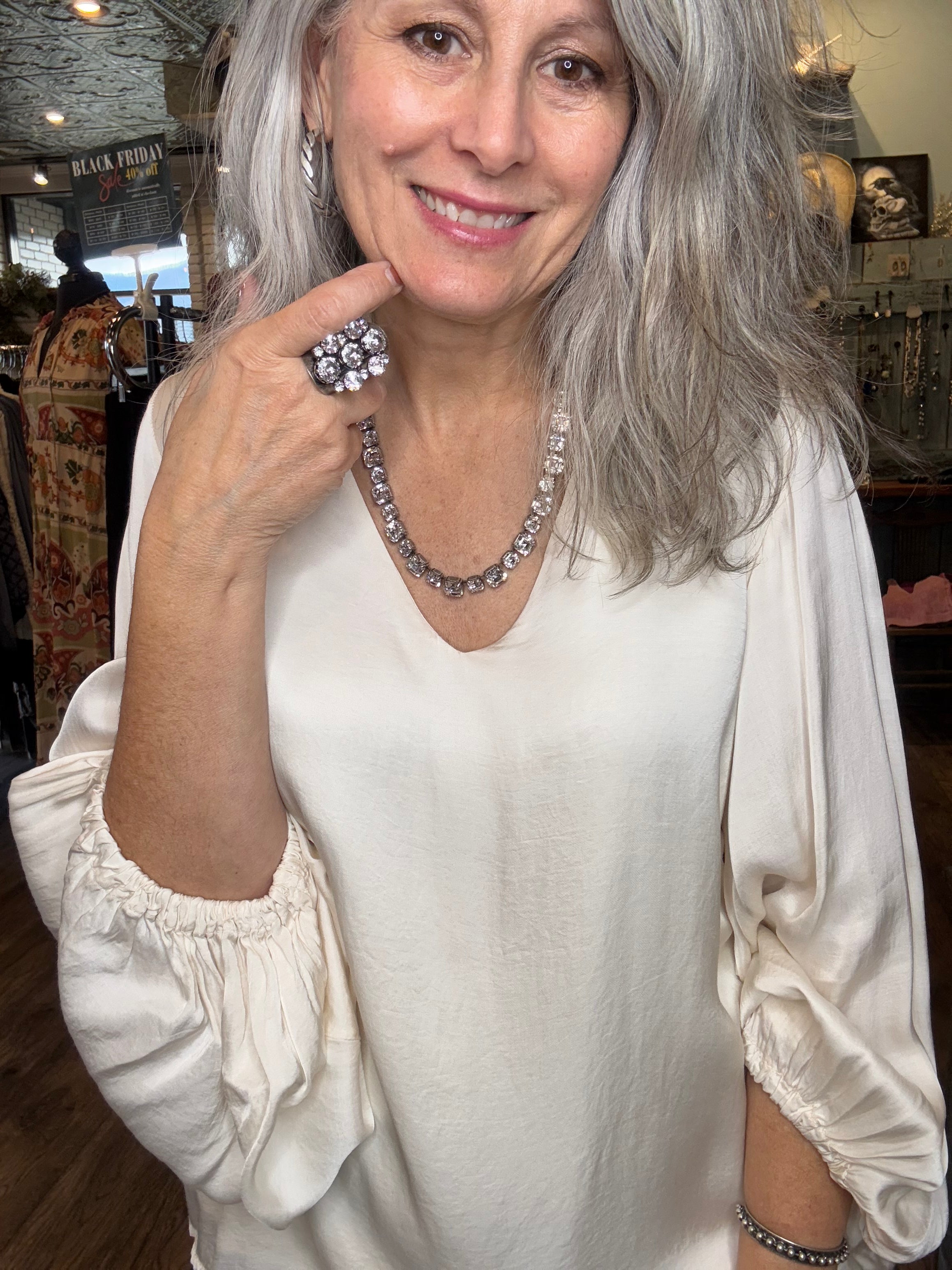 Jadia Necklace in Antique Silver