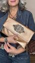 Peach Leather Embellish Clutch - Vintage Vault Boutique