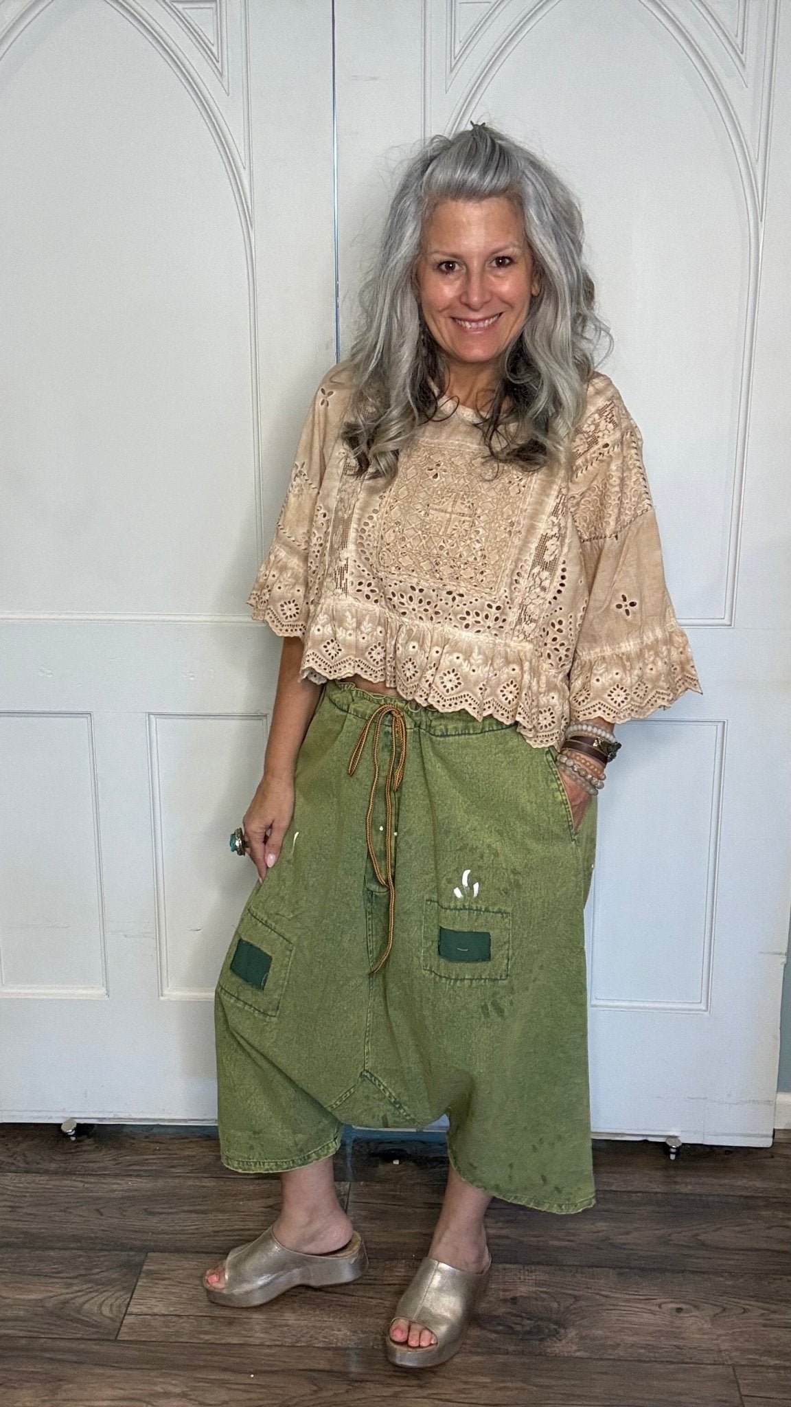 Earthsong Harem Pants - Olive - Vintage Vault Boutique