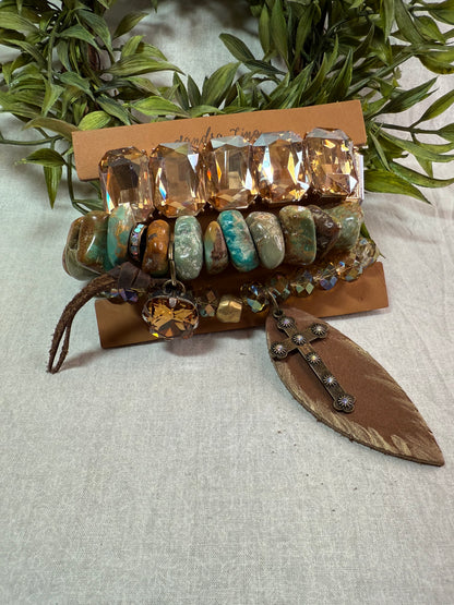 Turquoise Bling Bracelet Stack