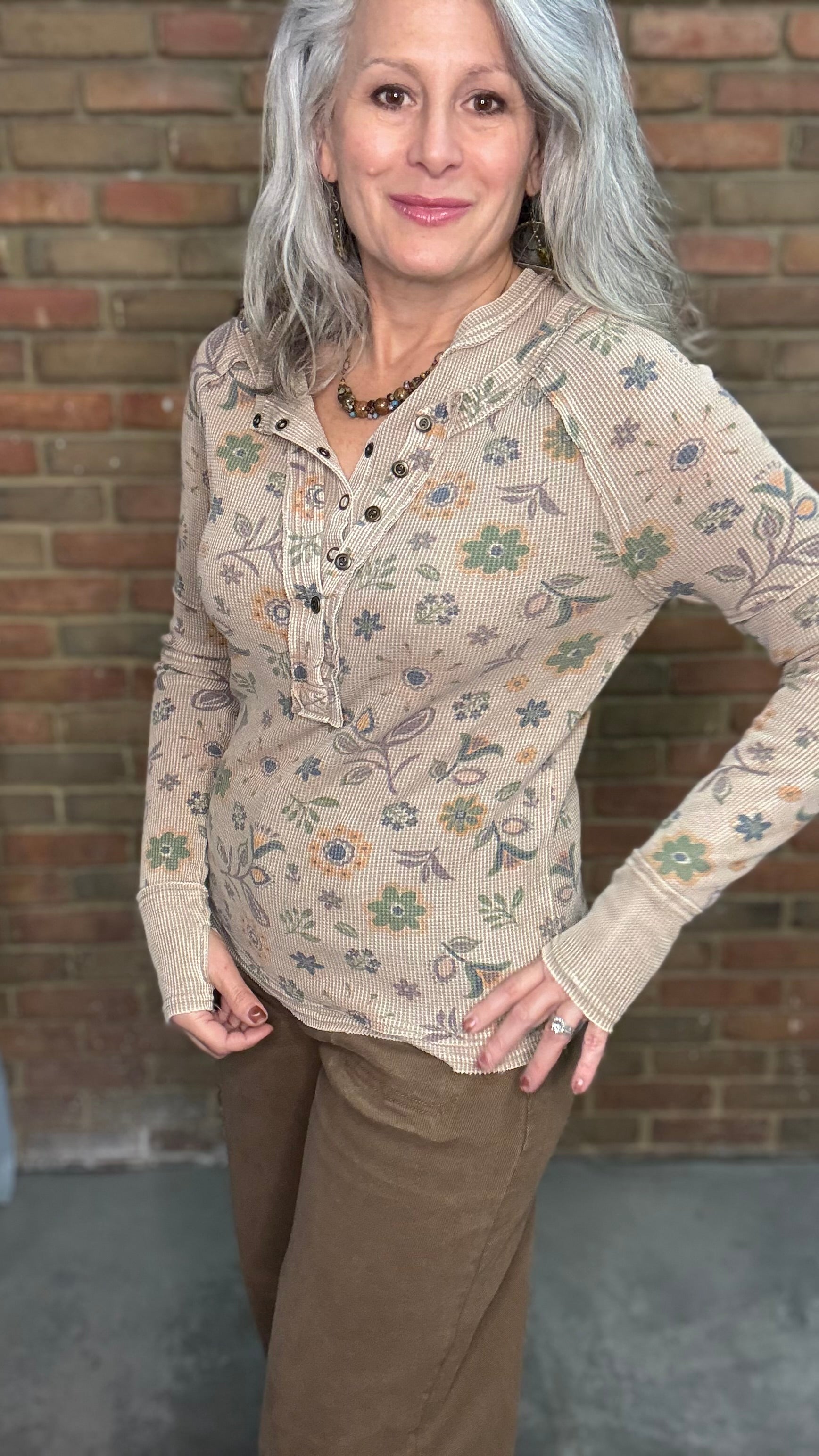 Floral Washed Henley