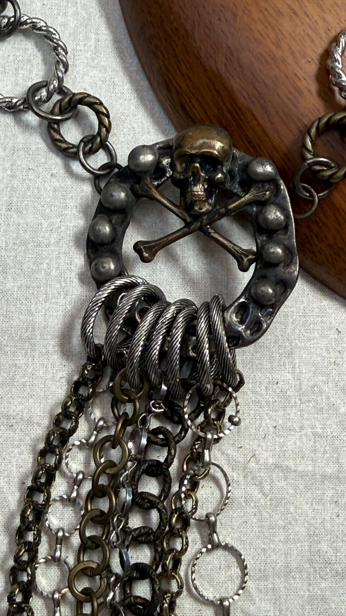 Skull Cross Bones and Chains Necklace - Vintage Vault Boutique