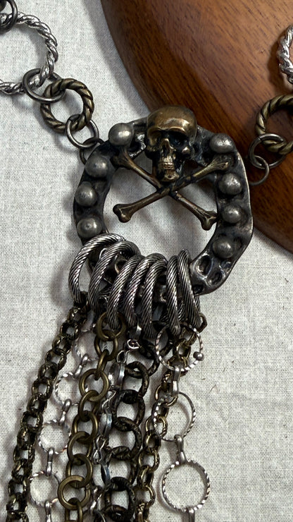 Skull Cross Bones and Chains Necklace