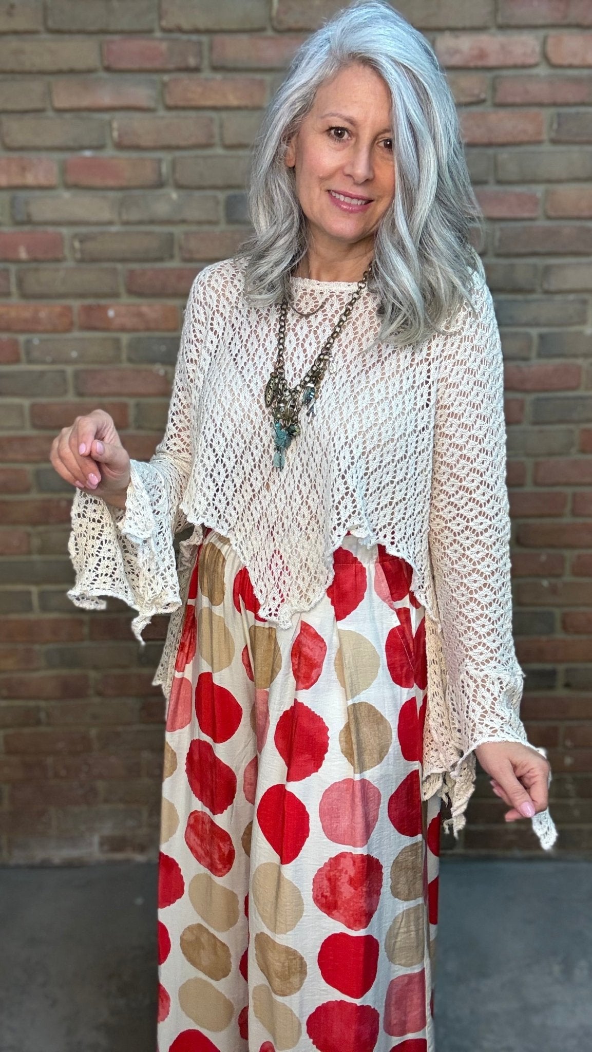 Crochet Asym Sweater Topper - Vintage Vault Boutique