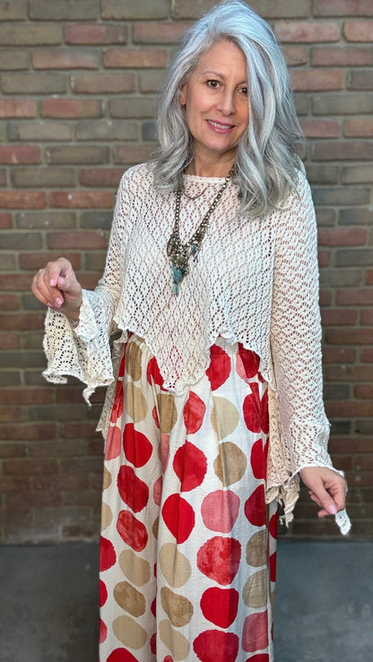 Crochet Asym Sweater Topper - Vintage Vault Boutique