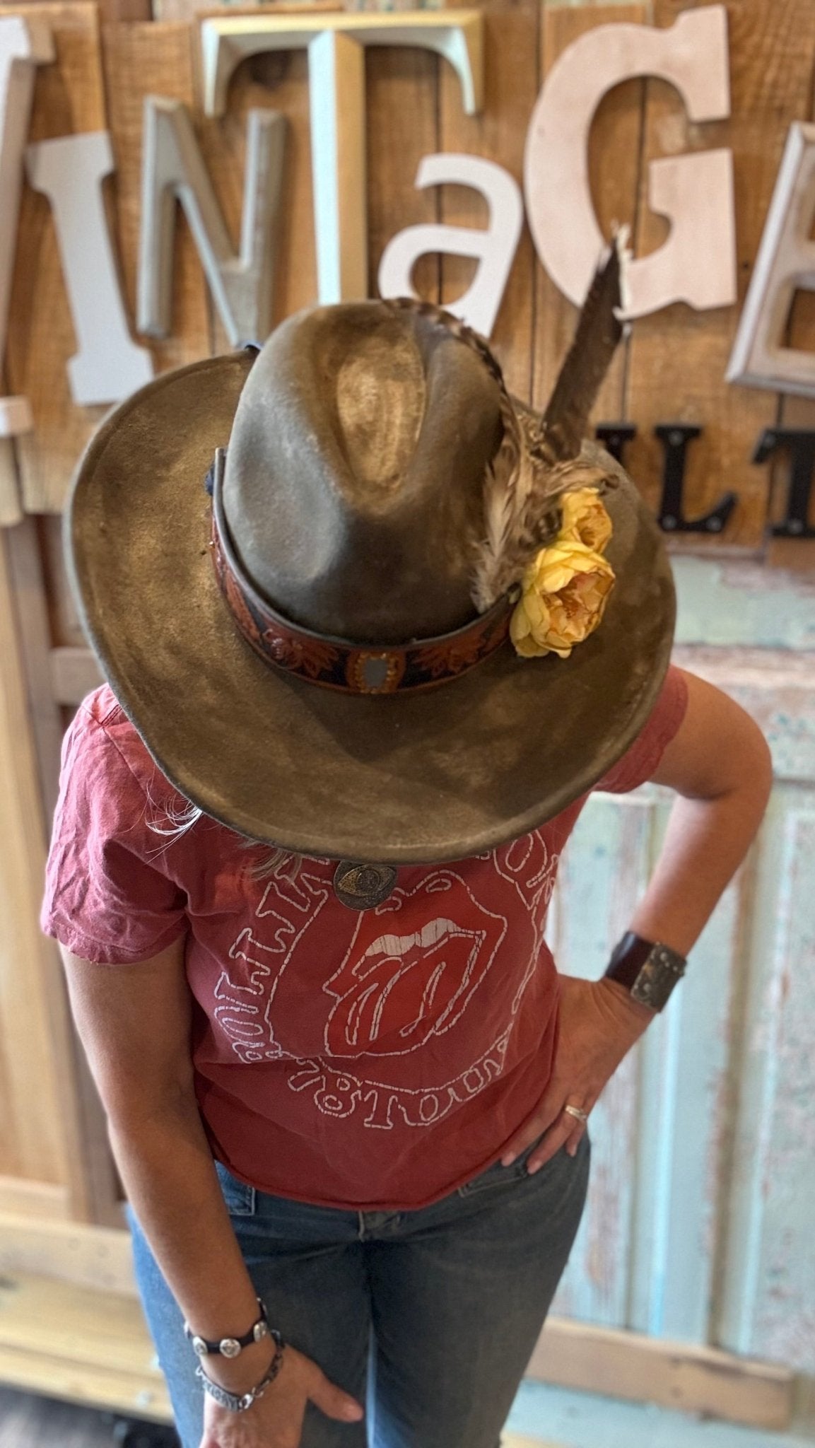 Yellow Rose Cowboy Hat by A Rare Bird - Vintage Vault Boutique