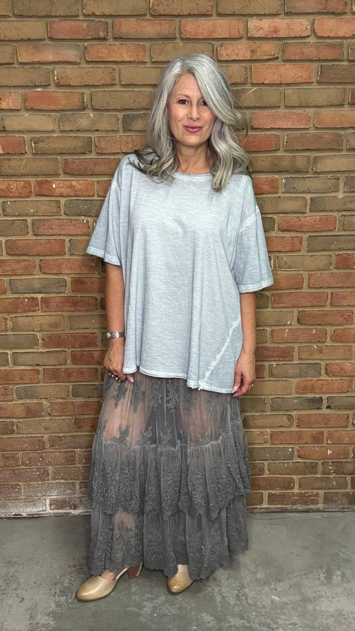 Whispered Skies Skirt in Charcoal - Vintage Vault Boutique