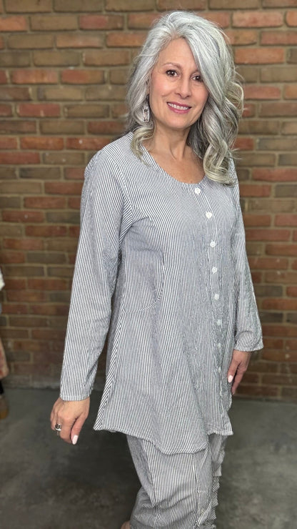 Ivy Jacket in Ticking - Vintage Vault Boutique