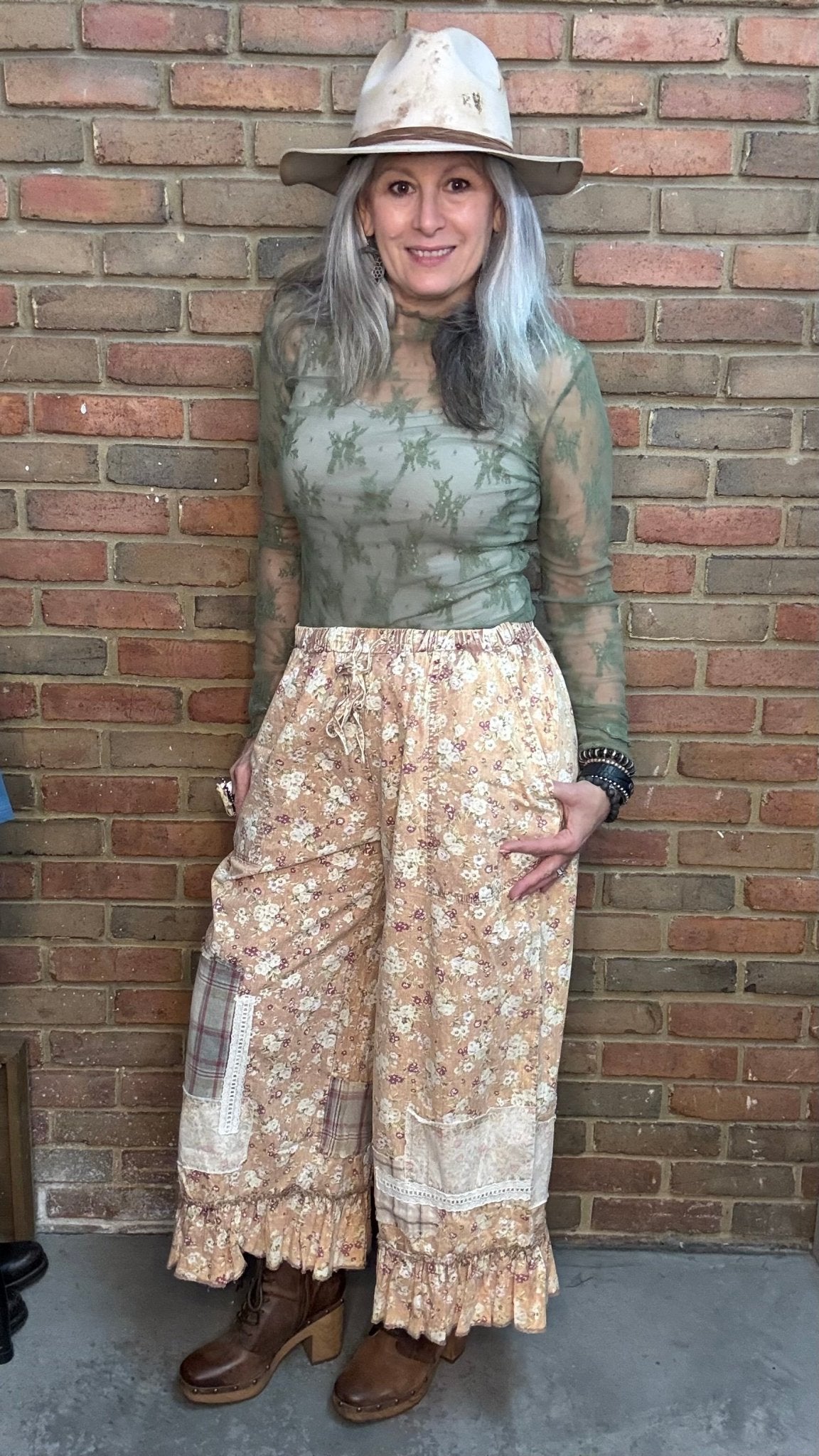Embroidery Long Sleeve Mesh Top - Vintage Vault Boutique