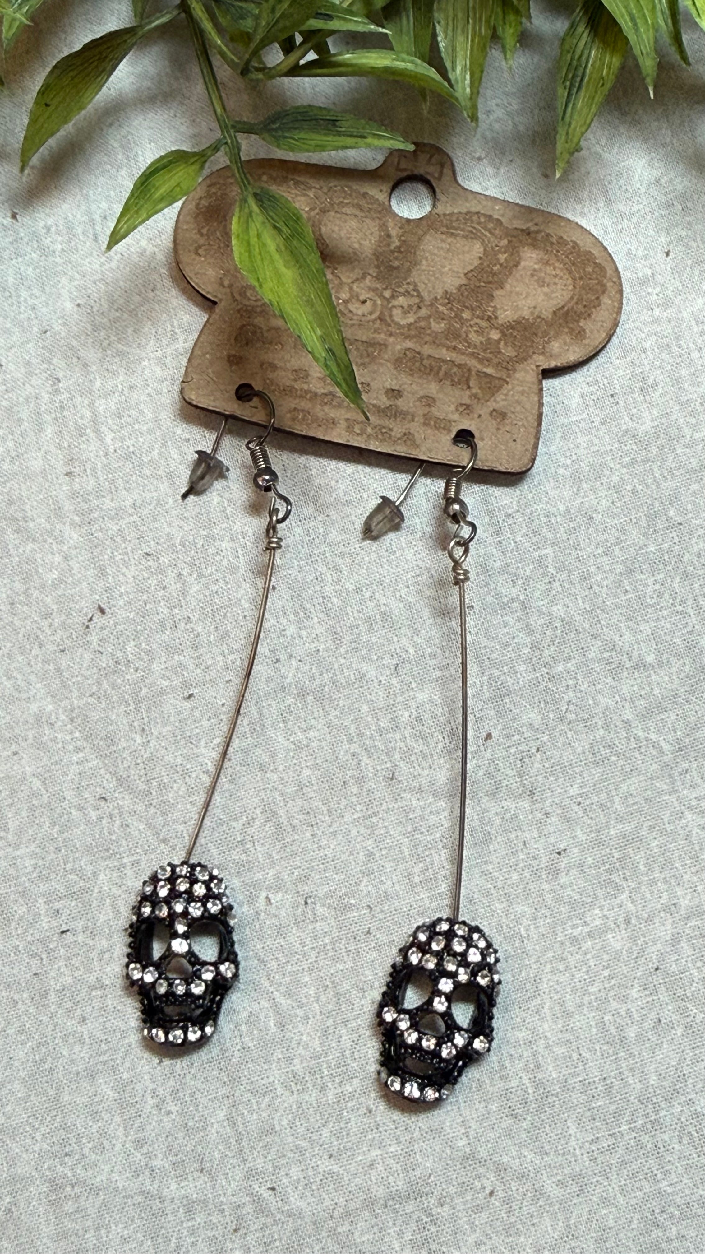Skull Head with Bling Drop Earring