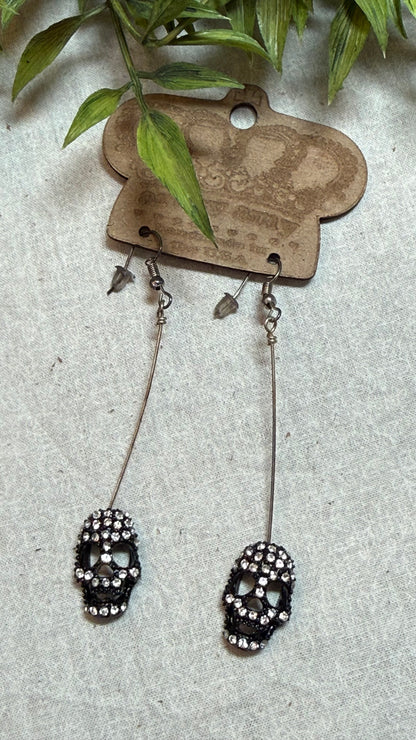 Skull Head with Bling Drop Earring