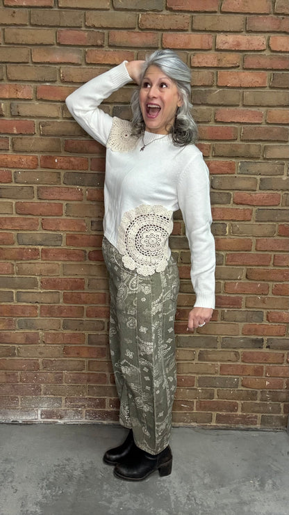 Crochet Detail Cropped Sweater