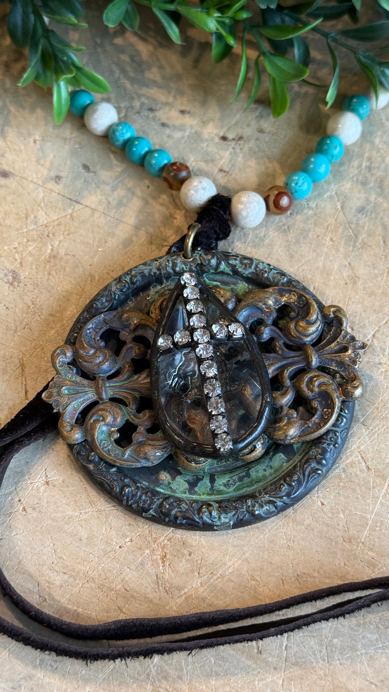 Cross Medallion on Beads with Tassel