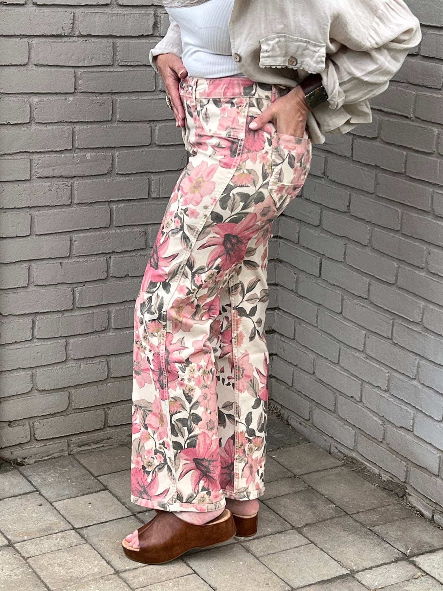Reversible Floral/Beige Pant