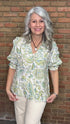 Paisley Print V - Neck Smocking Top - Vintage Vault Boutique