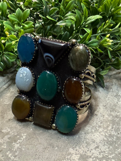 Multi Stone Matrix Cuff Bracelet