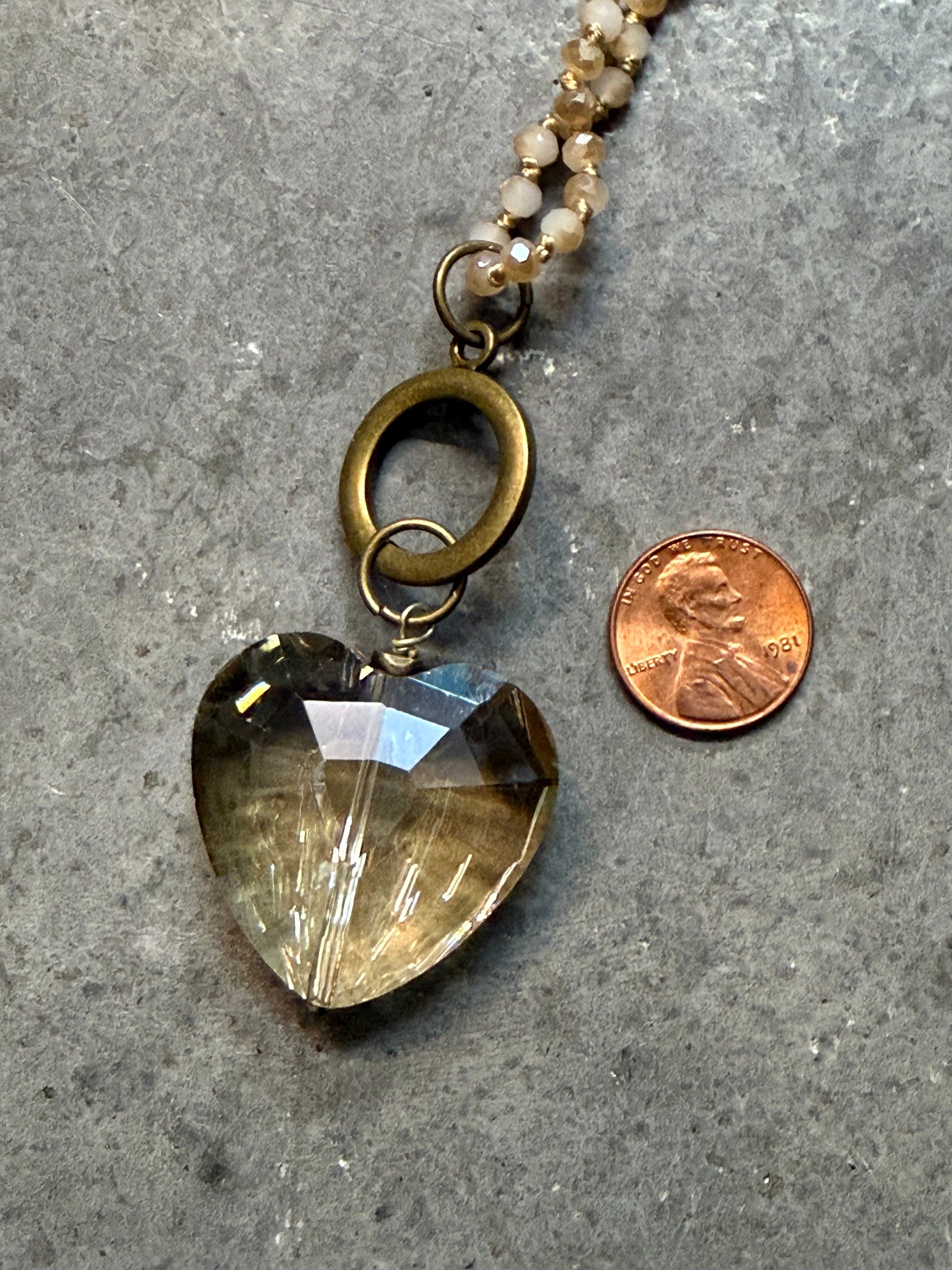 Crystal Beige Heart Necklace