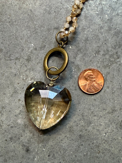 Crystal Beige Heart Necklace