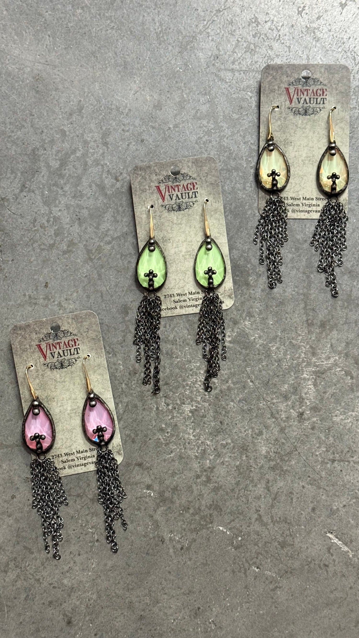 Cross Crystal Chain Earring