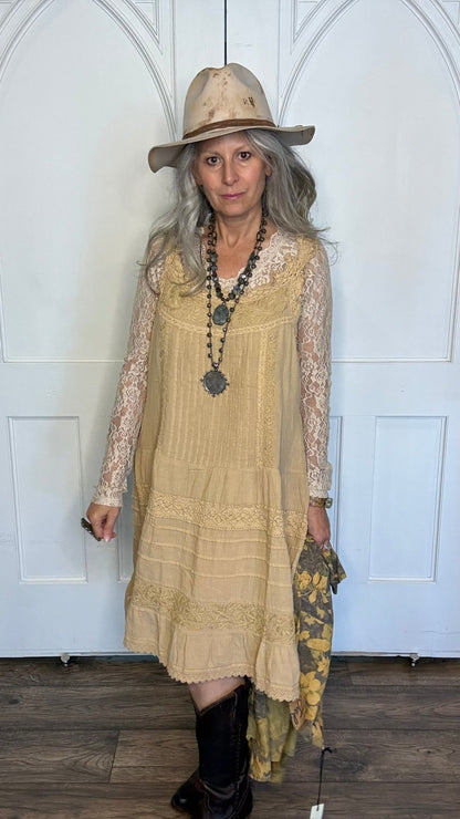 Sweet Magnolia Dress Oatmeal - Vintage Vault Boutique