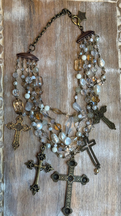 Five Strand Cross Necklace