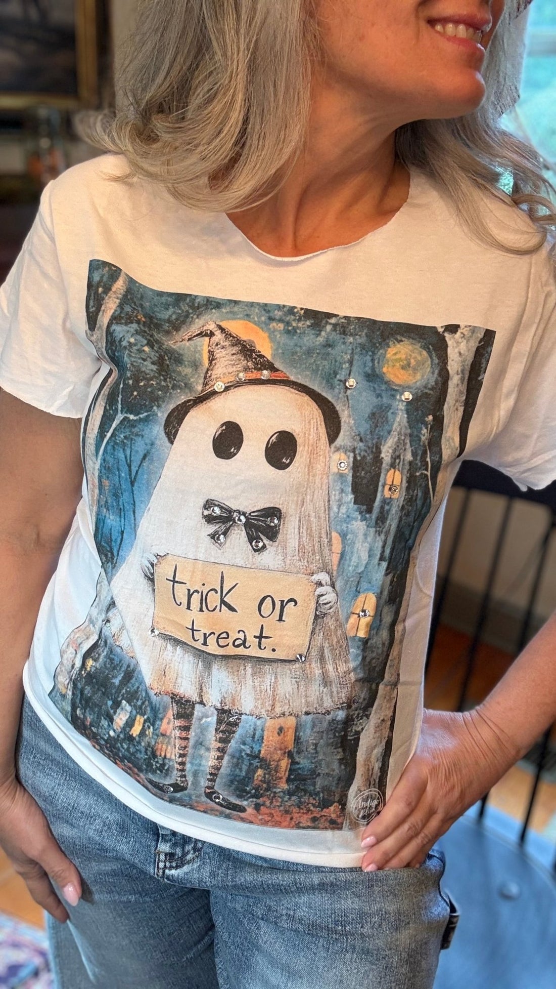 Trick or Treat Witch Ghost Tee - Vintage Vault Boutique