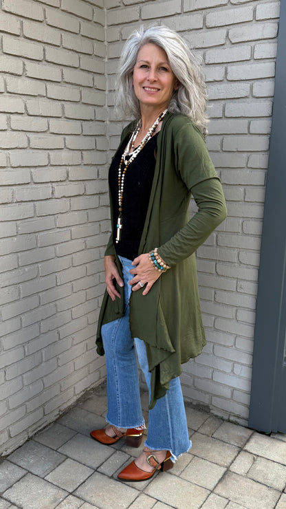 Forest Green Knit Cardigan