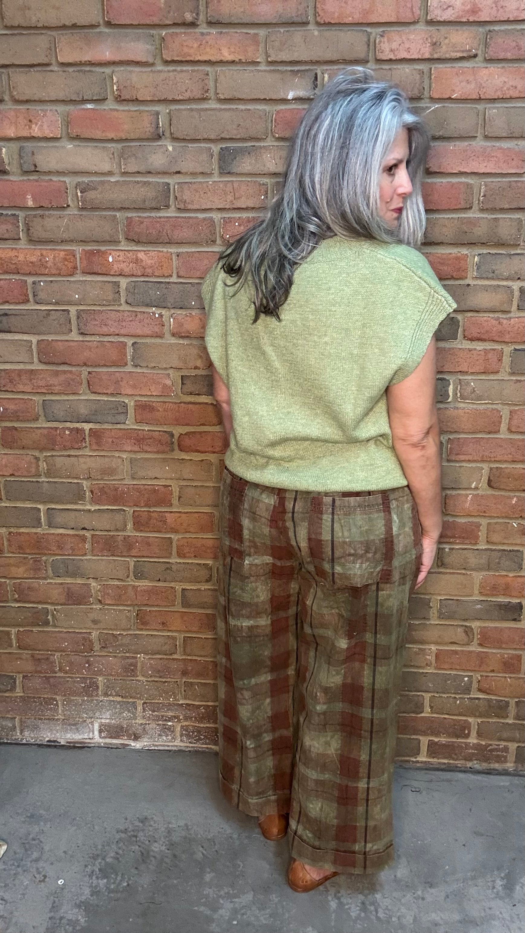 Olive Brown Plaid Pants