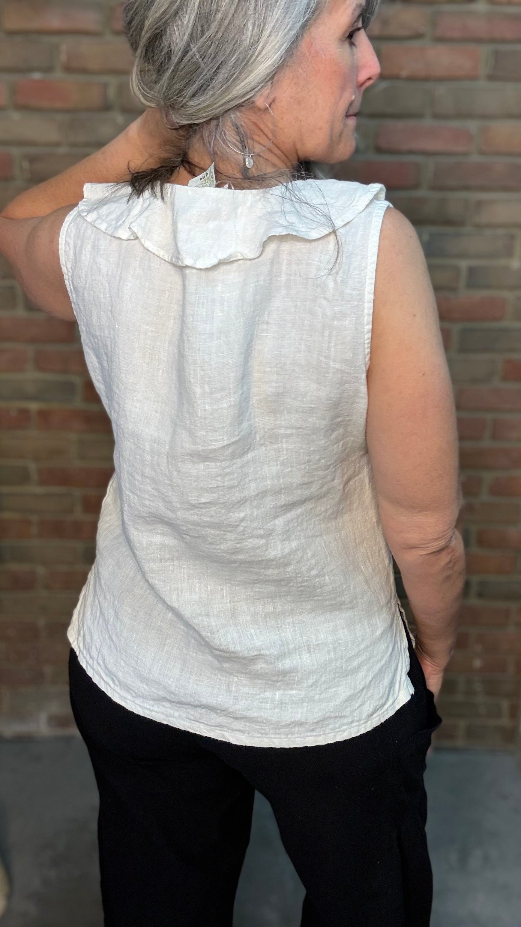 V-Neck Ruffle Sleeveless Top