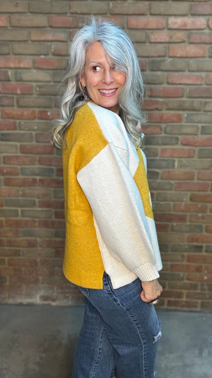Golden Smiley Face Sweater - Vintage Vault Boutique