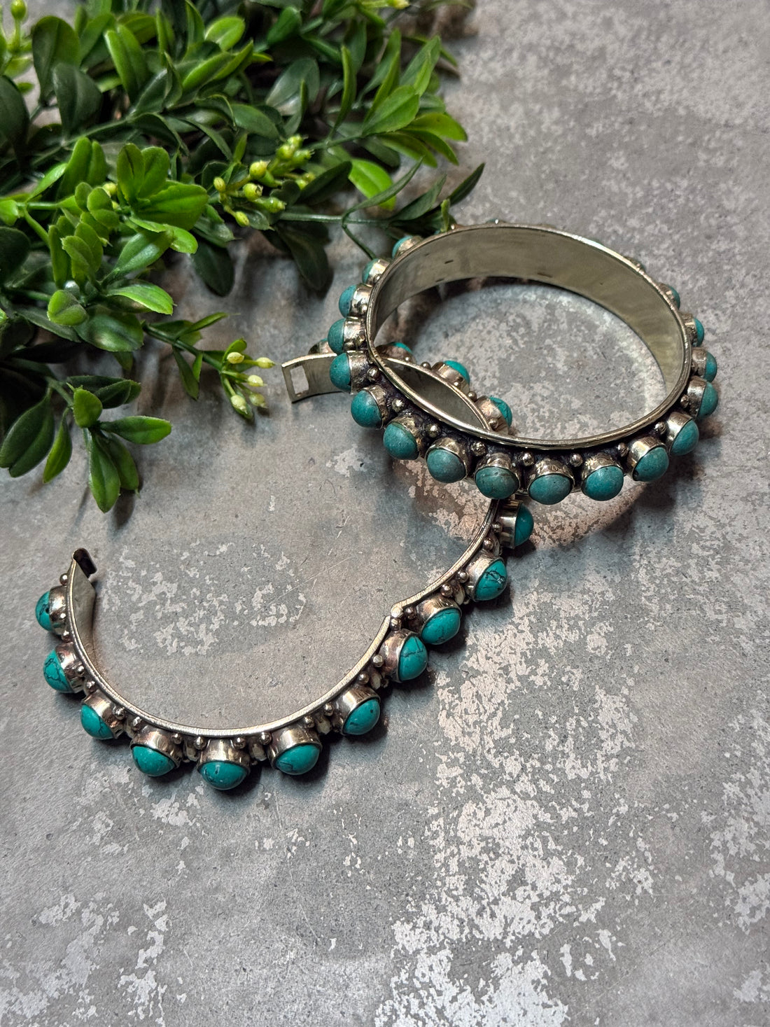 Small Turquoise Stone and Silver Bracelet