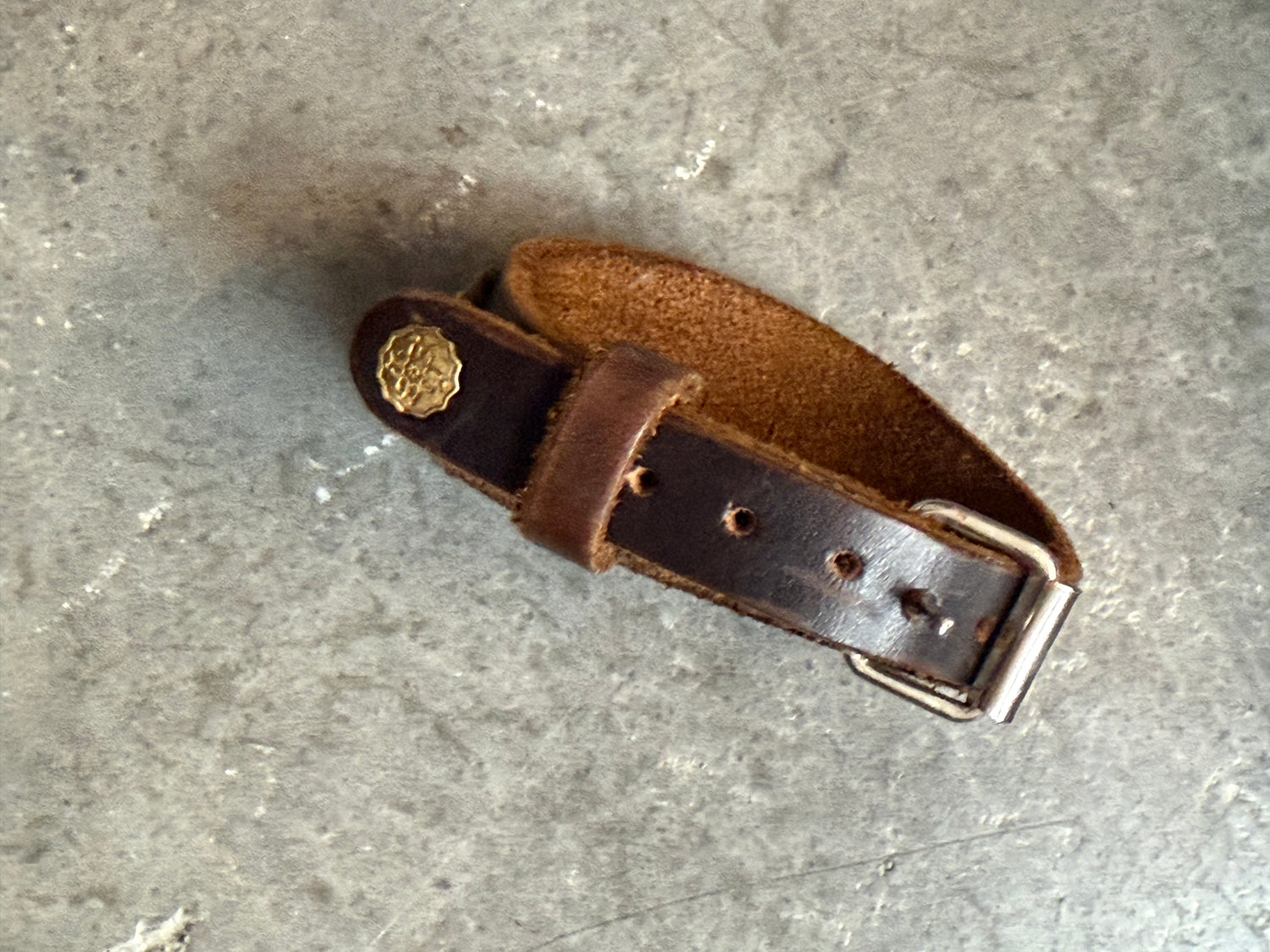 Mixed Metal Feather Leather Buckle Bracelet