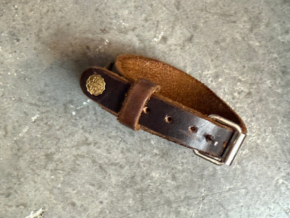 Mixed Metal Feather Leather Buckle Bracelet