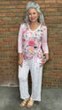 Pink Floral Cinch Side Top - Vintage Vault Boutique