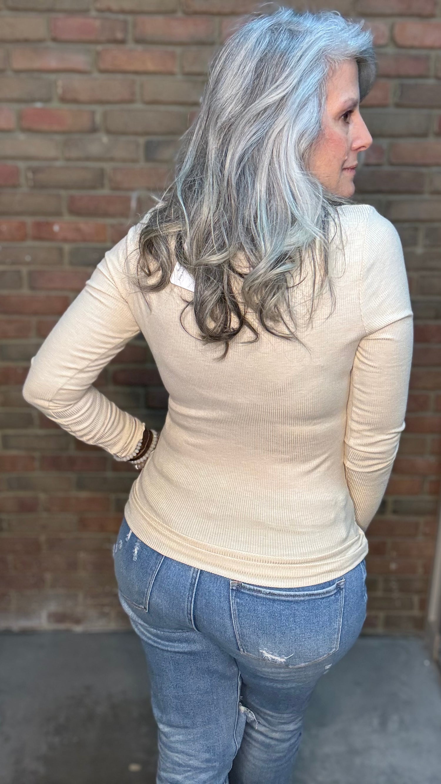 Baby Rib Knit and Lace Layering Top