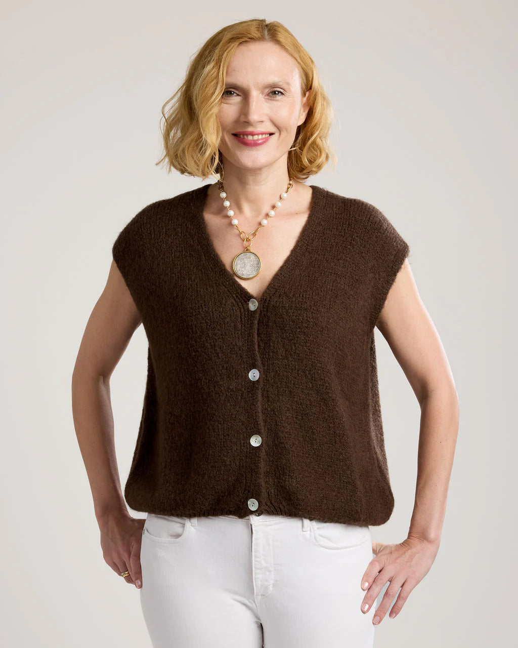 Alessia Knit Button Up Vest