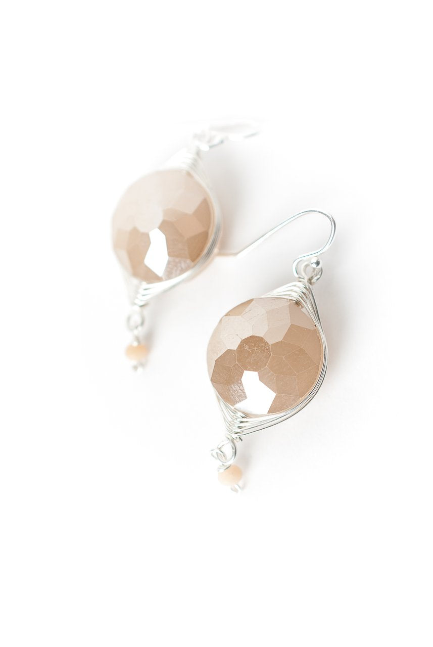 Herringbone Cream Crystal Dangle Earrings