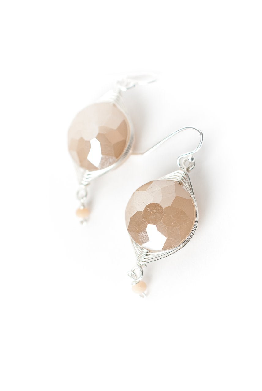 Herringbone Cream Crystal Dangle Earrings - Vintage Vault Boutique