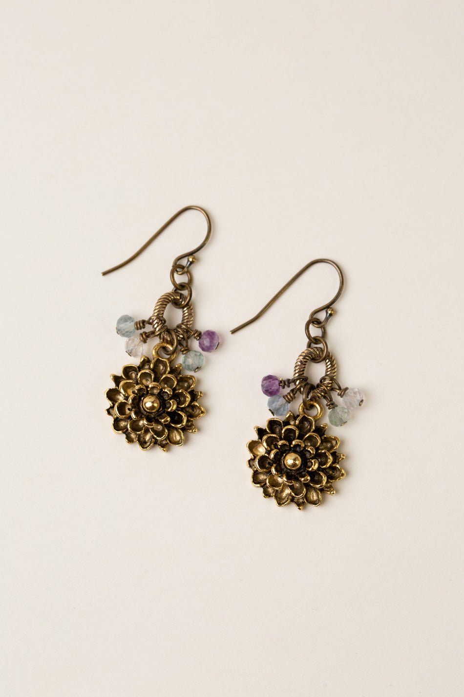Aspire Flourite Cluster Earrings 019E - Vintage Vault Boutique