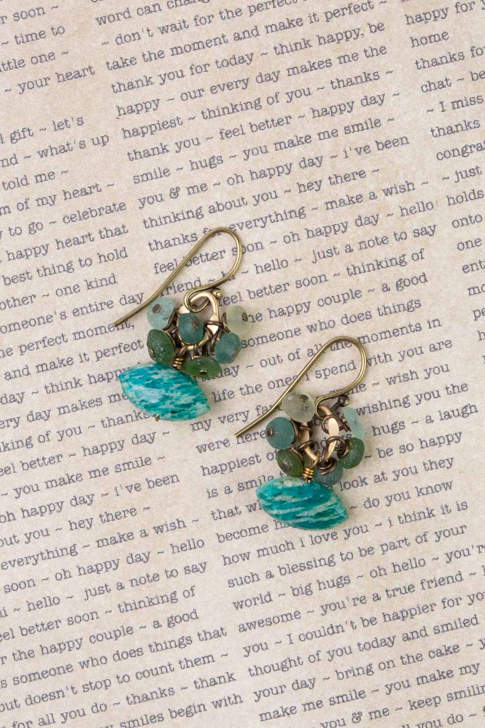 Atlas Jasper, Roman Glass Cluster Earrings - Vintage Vault Boutique
