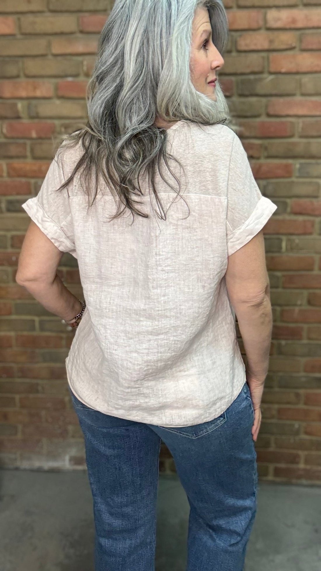 Blush V - Neck Top - Vintage Vault Boutique