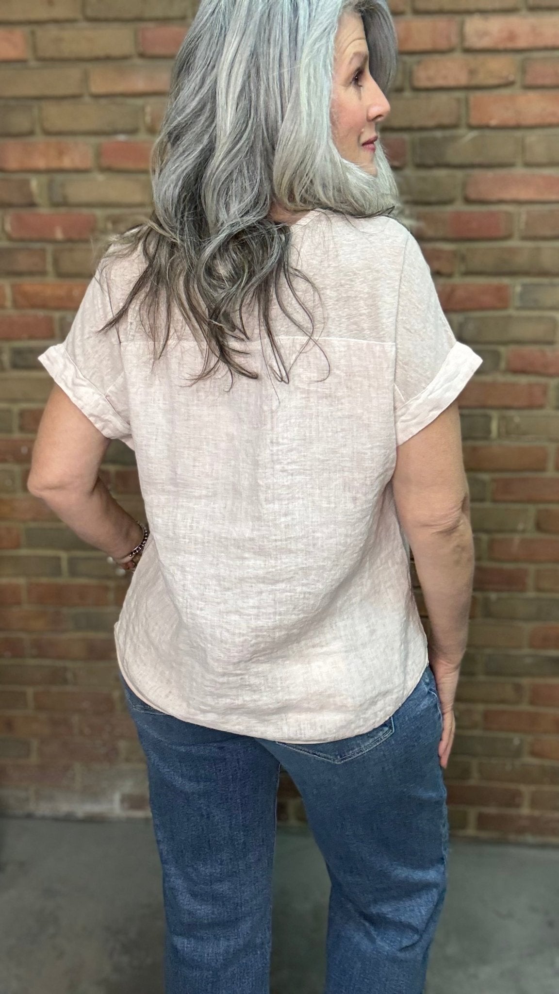 Blush V - Neck Top - Vintage Vault Boutique