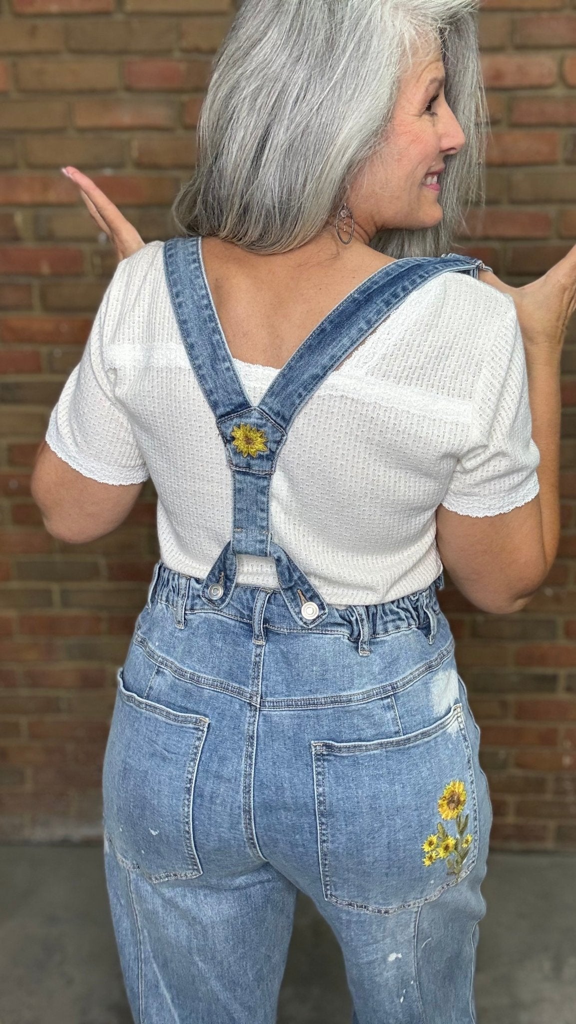 Sunflower Denim Overalls - Vintage Vault Boutique